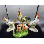 Border fine arts james Herriot chicken toast rack and chickens and signed Italian cock figurine, 2