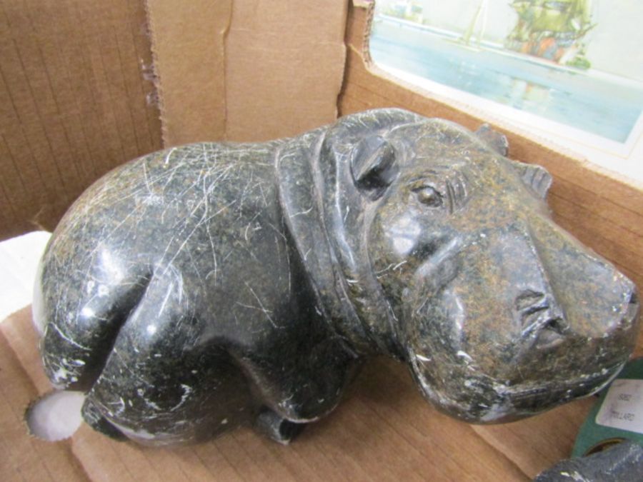 Inuit art hippo, Aynsley daschound, Frith sculpture cats and other various animals - Image 5 of 10