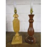 2 Hand turned wooden table lamps (PAT tested)
