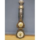Wooden barometer with clock