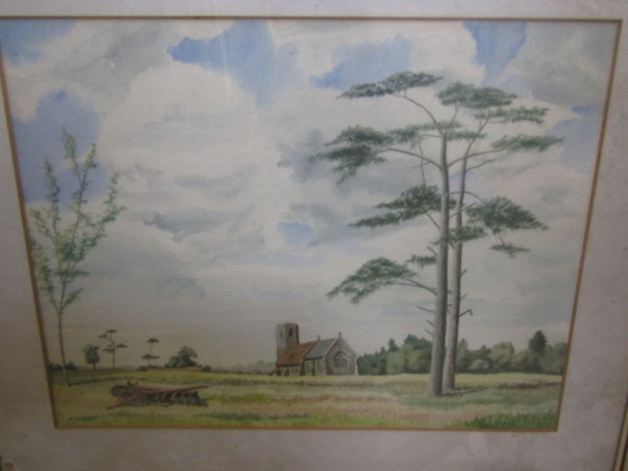 M.J Cook watercolour of a church 52x42cm, Paul Stafford watercolour of The Ancient Bridge in - Image 2 of 5