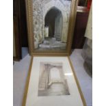 Guy Marson watercolour church entrance and Andy Curry (kings lynn) watercolour of a arched window