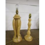 2 Hand turned wooden table lamps (PAT tested)