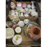 Studio pottery, Portmeirion, part tea sets- 2 trays of various china