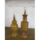 2 Hand turned hardwood table lamps (PAT tested)