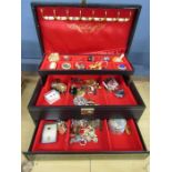 Costume jewellery in jewellery box