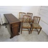 Oak drop leaf table with storage and 4 upholstered chairs