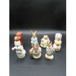 7 Beswick Beatrix Potter figurines - Mrs Tittlemouse, Mr Jeremy Fisher (a/f), Goody Tiptoes, Mrs