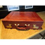 A brown leather briefcase