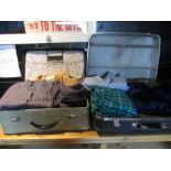 womens clothing and vintage curtains in 2 suitcases