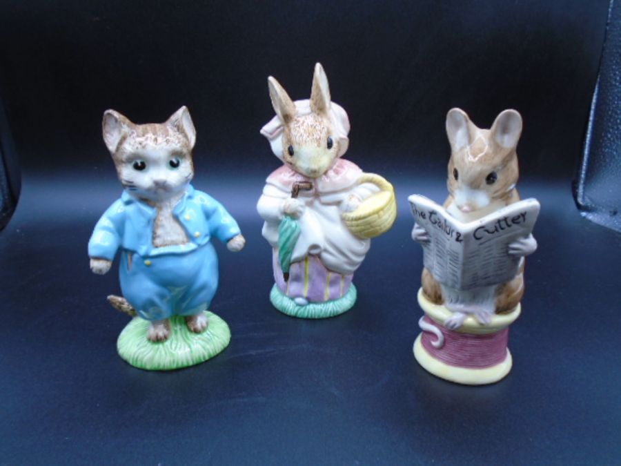 3 Large Royal Albert World of Beatrix Potter Figurines -  Tom Kitten P3405, Mrs Rabbit P3398 and - Image 2 of 9