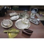 Silver plate table wares and biscuit barrel