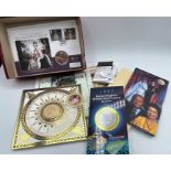 A box of coin collection to include: 1996 uncirculated coin collection; 3 medallions to