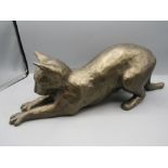 Bronze stretching cat Paul Jenkins Frith Sculptures 40cm long