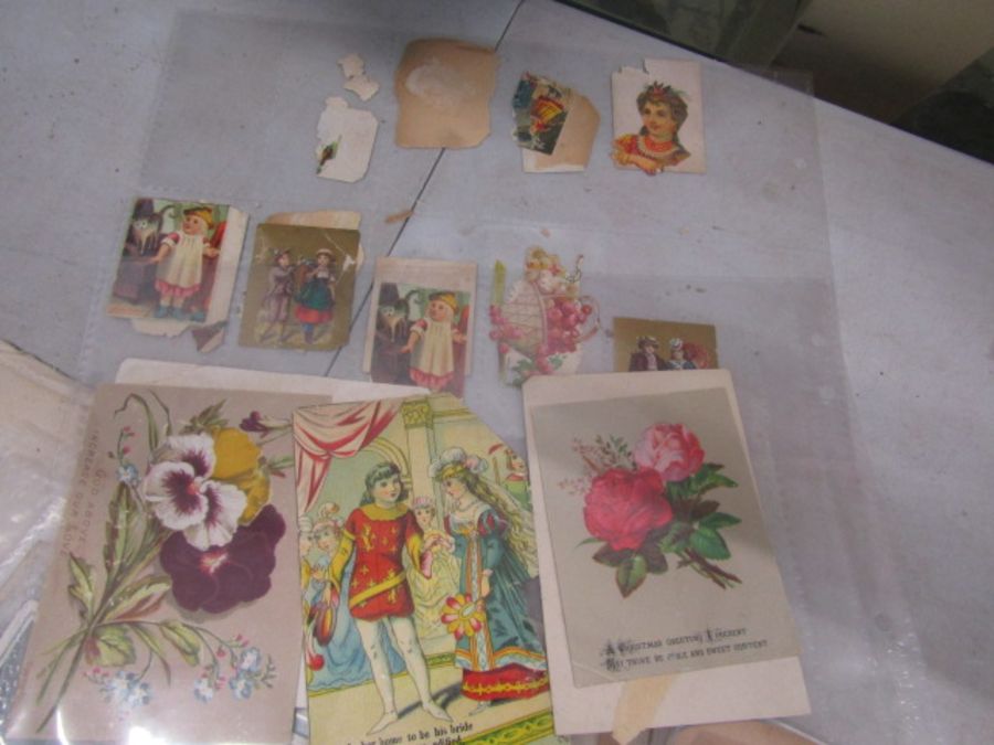 Victorian scrap book containing pictures, decoupage, greetings cards etc - Image 6 of 23