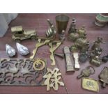 Brass ware inc Dutch bells, car and hand