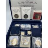 The Royal Family Commenmorative coin collection presentation box containing 15 coins to include: two
