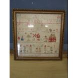 A Sampler 1878? , framed and glazed 34x34cm