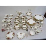 Royal Albert 'Country Roses' comprising 6 dinner plates, 6 cups and saucers, 6 mugs, teapot and