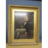 A portrait painting of a gentleman in gilt plaster frame 34x27cm