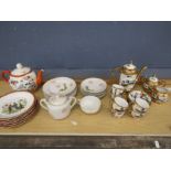 2 Chinese part tea sets with geisha girl at bottom of tea cups