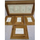 5 Winnie the Pooh prints in pine frames