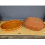 West German Terracotta oven dish and oval oven dish