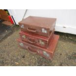 3 Vintage leather suitcases