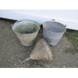 2 Galvanised buckets and a funnel