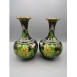 A pair Cloisonné vases with plinths 21cmH