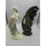 Campsie stalk and Foster pottery sea horse 28cmH