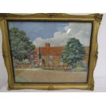 Helen Constance Pym Edwards pastel (1882-1963)  'A Country House' 16x20" signed, framed and glazed