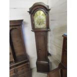 Antique George Green Leicester strike silent oak longcase clock with key H218cm approx