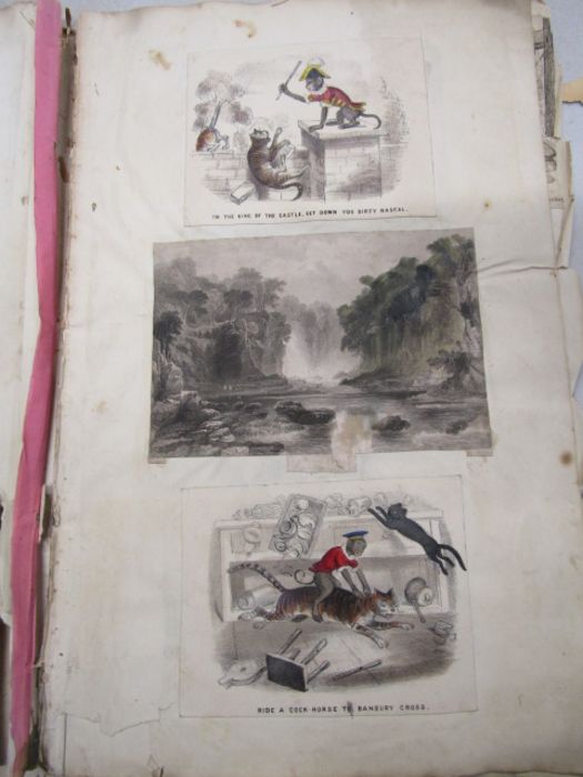 Victorian scrap book containing pictures, decoupage, greetings cards etc - Image 12 of 23