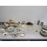 Picture plates, trinket dishes, various china items and quality glasses etc- 3 trays of