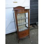 Edwardian mahogany inlaid display cabinet on legs H149cm W61cm D37cm approx