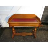 Pine writing  desk with red leather insert to top and a single drawer in good condition