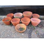 9 Terracotta pots. Tallest H20cm approx