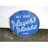 Vintage John Players cigarettes double sided enamel sign. Diameter 47cm approx