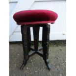 Vintage stool with ebonised legs and velvet cover