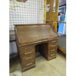 Edwardian oak roll top desk H122cm W127cm D77cm approx