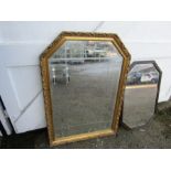 2 mirrors- one with gilt frame and detail to mirror and a wooden framed mirror