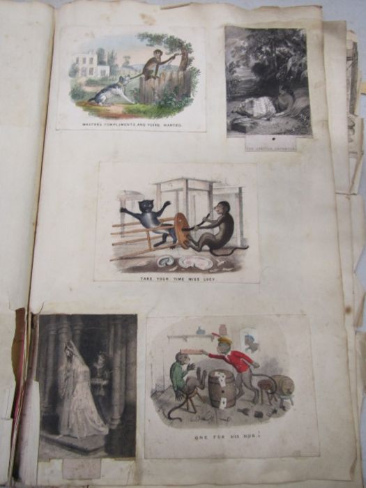 Victorian scrap book containing pictures, decoupage, greetings cards etc - Image 11 of 23