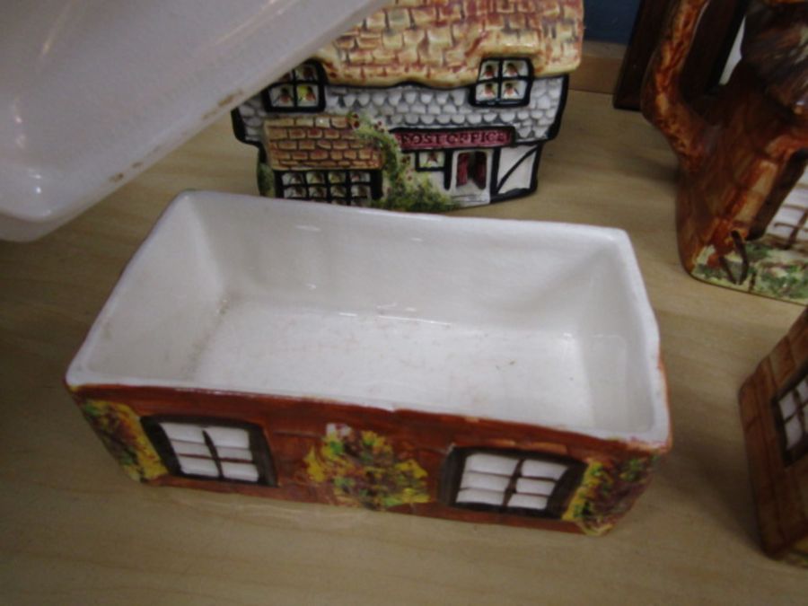 Norwich pottery post office and Kensington Price cottage ware teapot, butter dish and pot - Image 2 of 5