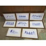 8 Framed bird prints 22cm x 35cm approx