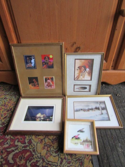 After Mark Silversmith print and other framed Native American pictures etc