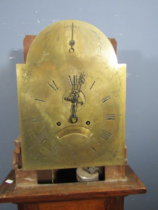 Oak 19th century long case clock marked Giscard, Downham (glass is cracked and no front door key - Image 3 of 5