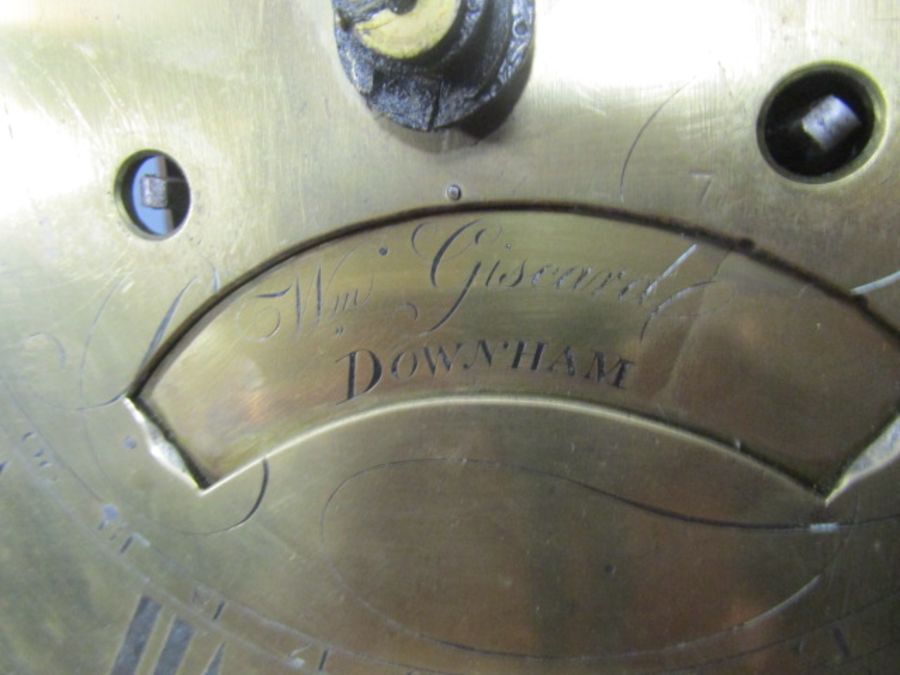 Oak 19th century long case clock marked Giscard, Downham (glass is cracked and no front door key - Image 2 of 5