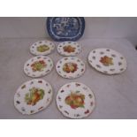 Hammersley fine bone china set of 5 plates and a charger with fruit design plus a meat plate