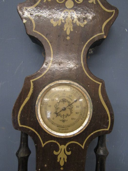 Wooden barometer with clock - Image 4 of 4